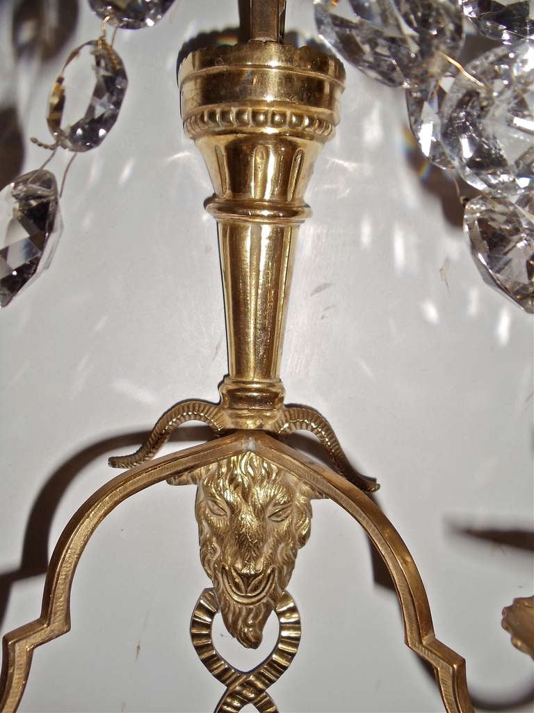 Pair Of Russian 18th Century Neoclassical Ormolu And Cut Glass Wall Lights 2