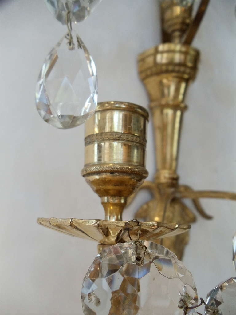 Pair Of Russian 18th Century Neoclassical Ormolu And Cut Glass Wall Lights 1