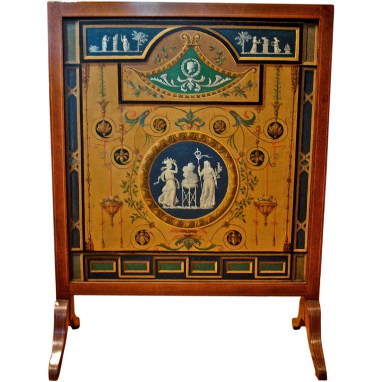 Neoclassical Satinwood Orientalist Firescreen