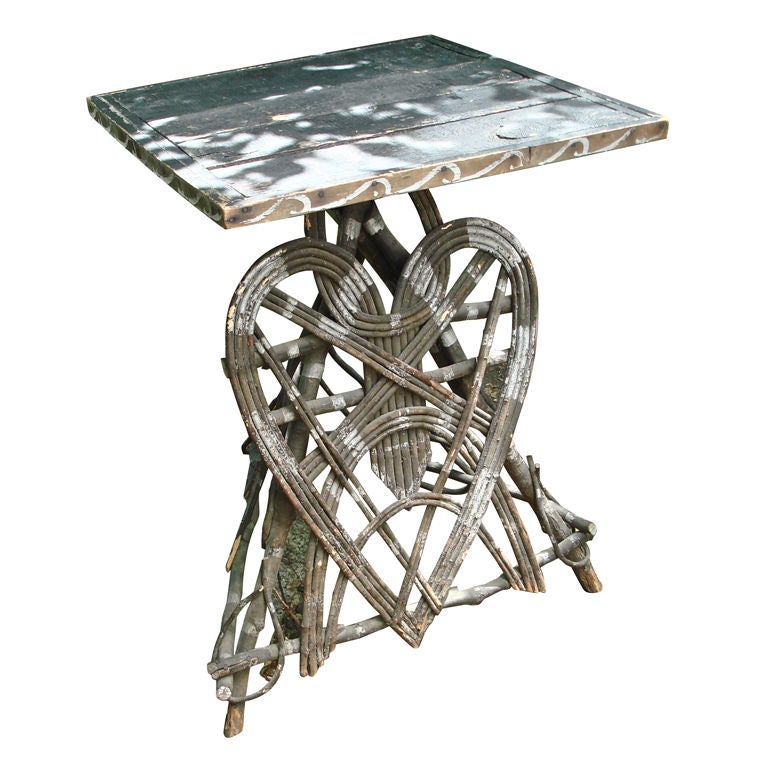 American Folk Art Rustic Heart Inspired Table