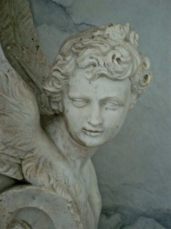 German Pair of Massive Period Baroque Marble Corbels