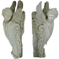 Pair of Massive Period Baroque Marble Corbels