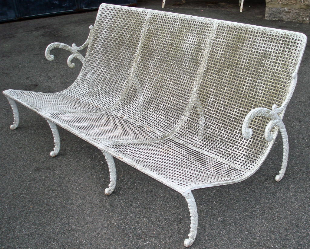 Stylish Iron Garden Bench or Settee Lounger in Ergonomic Form.  Neoclassical Legs and Solid Stable Design