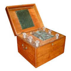 Antique 18th Traveling Wine Box with Decanters and Glasses