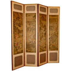 18th Century Chinese Silk Scrolls Mounted as Screen