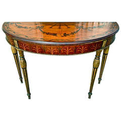 Rare and Exquisite Adam Period Satinwood and Gilt Demi-lune Irish Console Table 9
