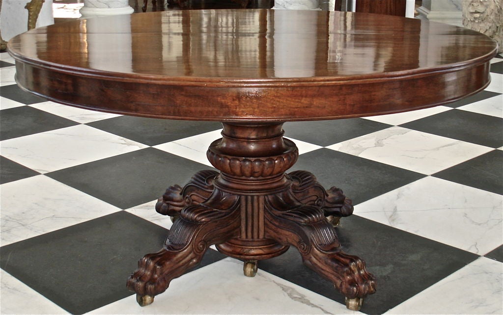 RARE IRISH REGENCY CUBAN MAHOGANY EXPANDING DINING TABLE