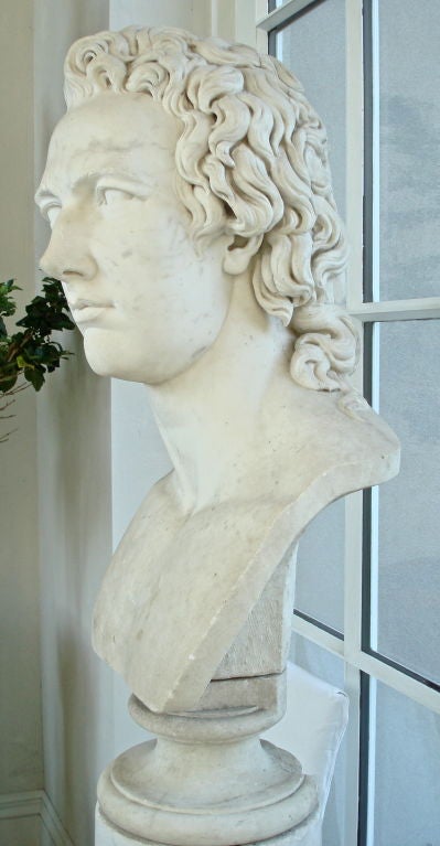 19th Century Colossal Marble Bust of John Keats by Christopher Prosperi