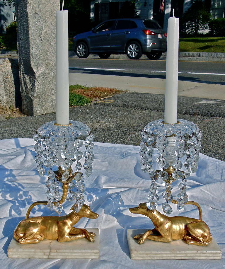 Pair Of Regency Period Greyhound Form Neoclassical Candelabra