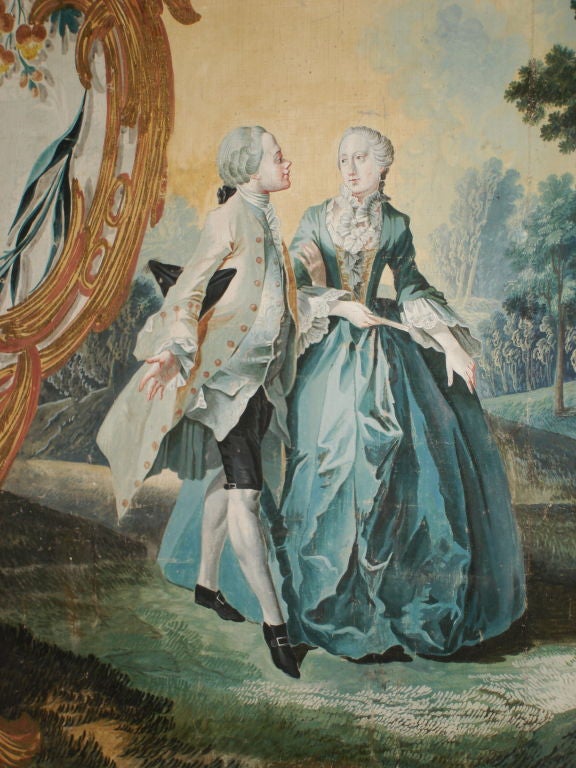 SET OF FOUR 18TH CENTURY LARGE SCALE ENGLISH WALL HANGINGS