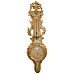 PERIOD LOUIS XVI CARVED AND GILT WOOD BAROMETER