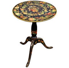 Wonderful Surviving Early Victorian Decoupage Candlestand