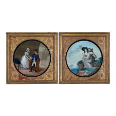PAIR OF CHINA TRADE REVERSE PAINTINGS ON GLASS