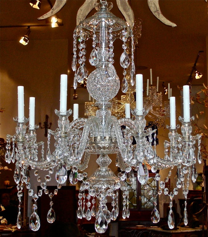 Cut Glass Anglo Irish Style Crystal Chandelier