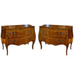 PAIR OF ITALIAN WALNUT PARQUETRY COMMODES