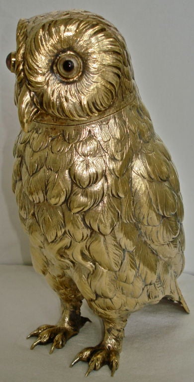 German Solid Silver Owl Form Humidor