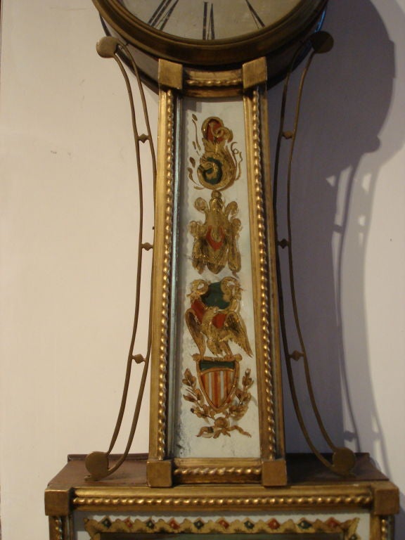 19th Century American Federal Banjo Clock Signed Aaron Willard
