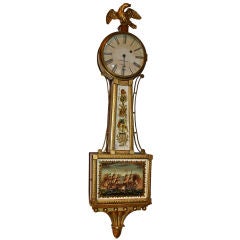 Antique American Federal Banjo Clock Signed Aaron Willard