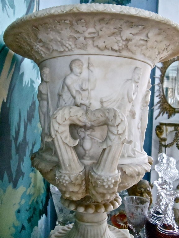 Pair Of Early 19th Century Alabaster Urns On Stands 1