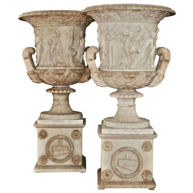 Pair Of Early 19th Century Alabaster Urns On Stands