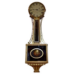 Horloge Banjo fédérale américaine d'époque par Samuel Whiting:: Concord:: MA