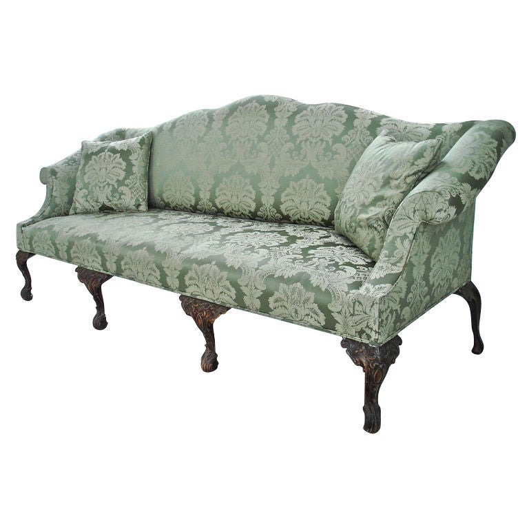 18th Century Style Irish Chippendale Camelback Sofa