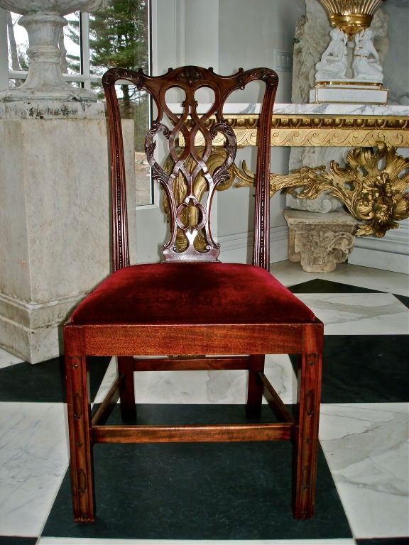 Set Of 12 Irish Mahogany Chippendale Dining Chairs
