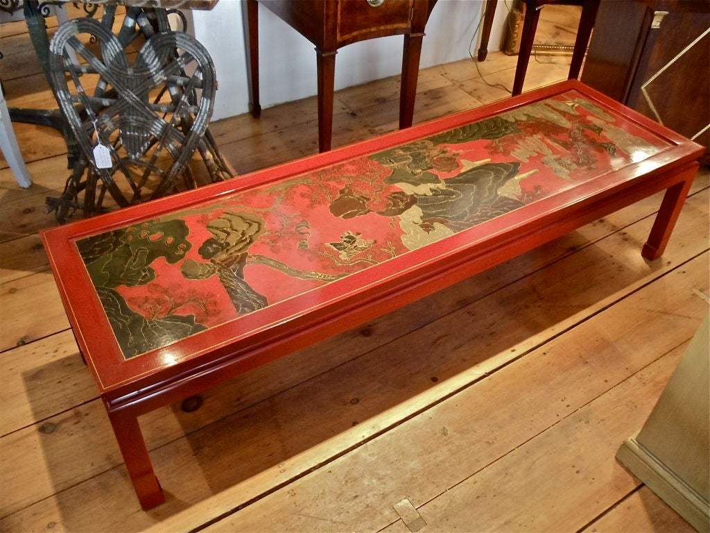 Mid Century Red Lacquer Coffee Table