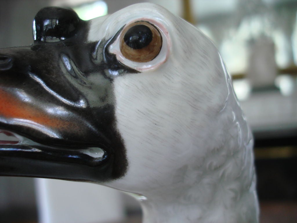 Pair Of Large Meissen Swan Figures Early To Mid 19th Century