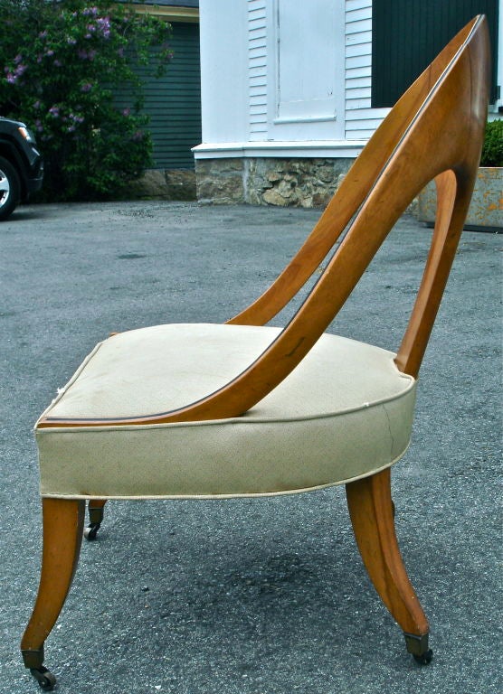 Pair of Mid Century Regency Style Spoon Back Chairs 1