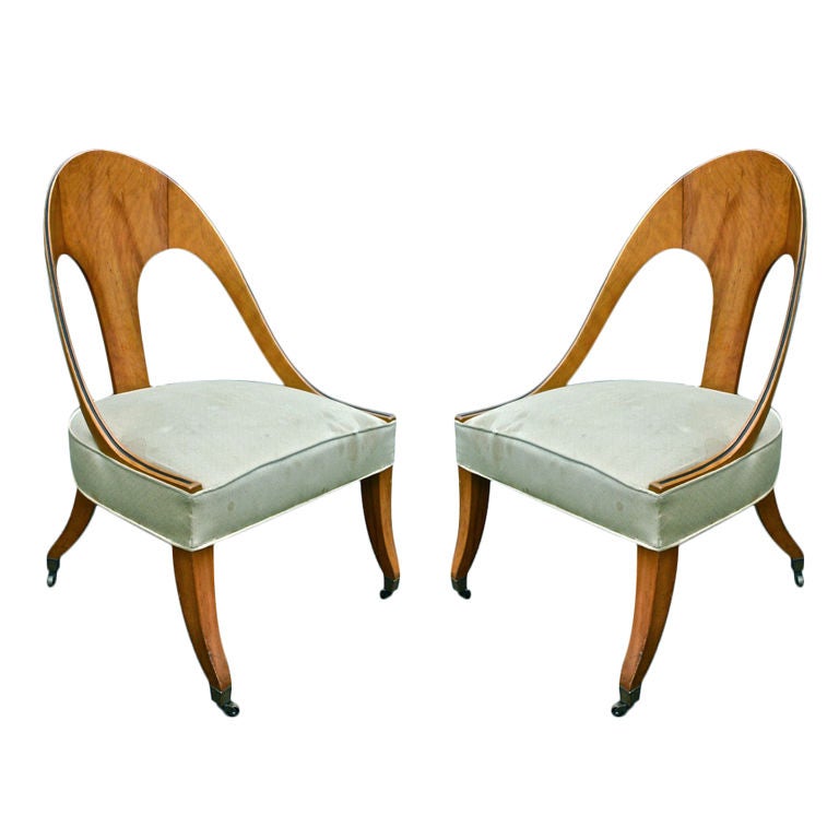 Pair of Mid Century Regency Style Spoon Back Chairs
