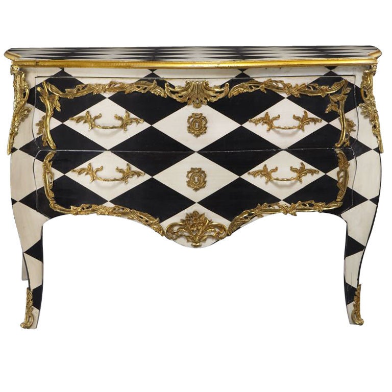 Stylish Louis XV Designed Harlequin Commode
