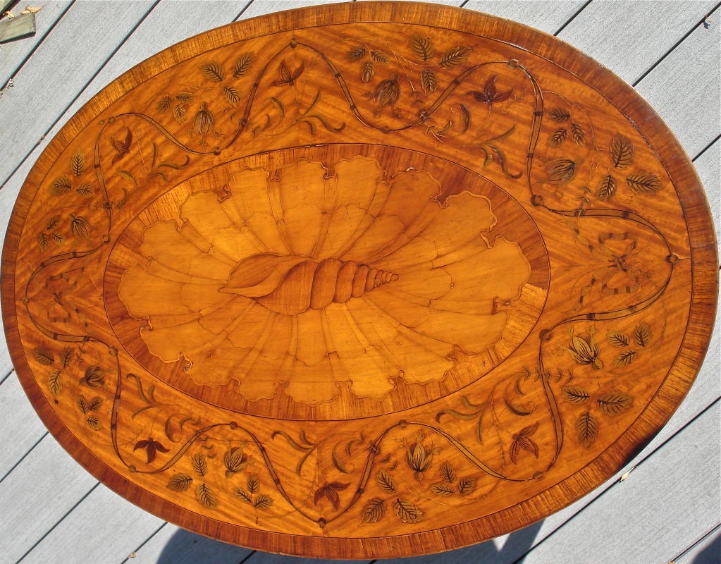 Magnificent Edwardian Satinwood Inlaid Oval Side Table