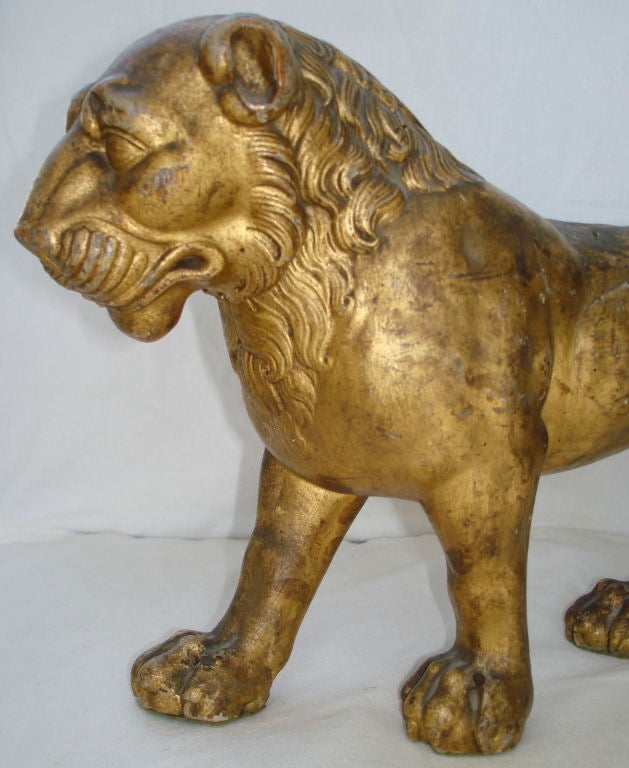 Carved 18th Century Italian Giltwood Lion