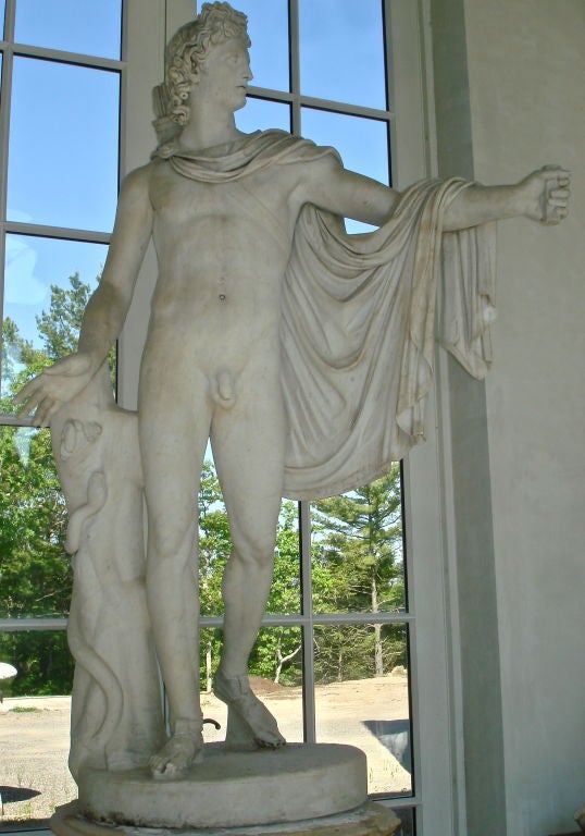 Nineteenth Century 8 Foot Marble Statue of Apollo Belvedere