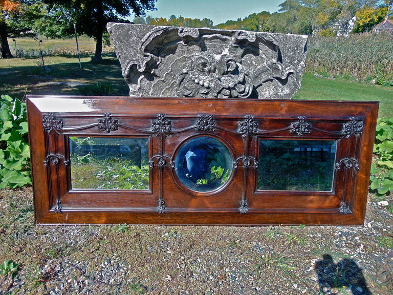 Period Art Nouveau Mirror

--Tripartite
--Carved Rosewood
--Beveled Mirrors