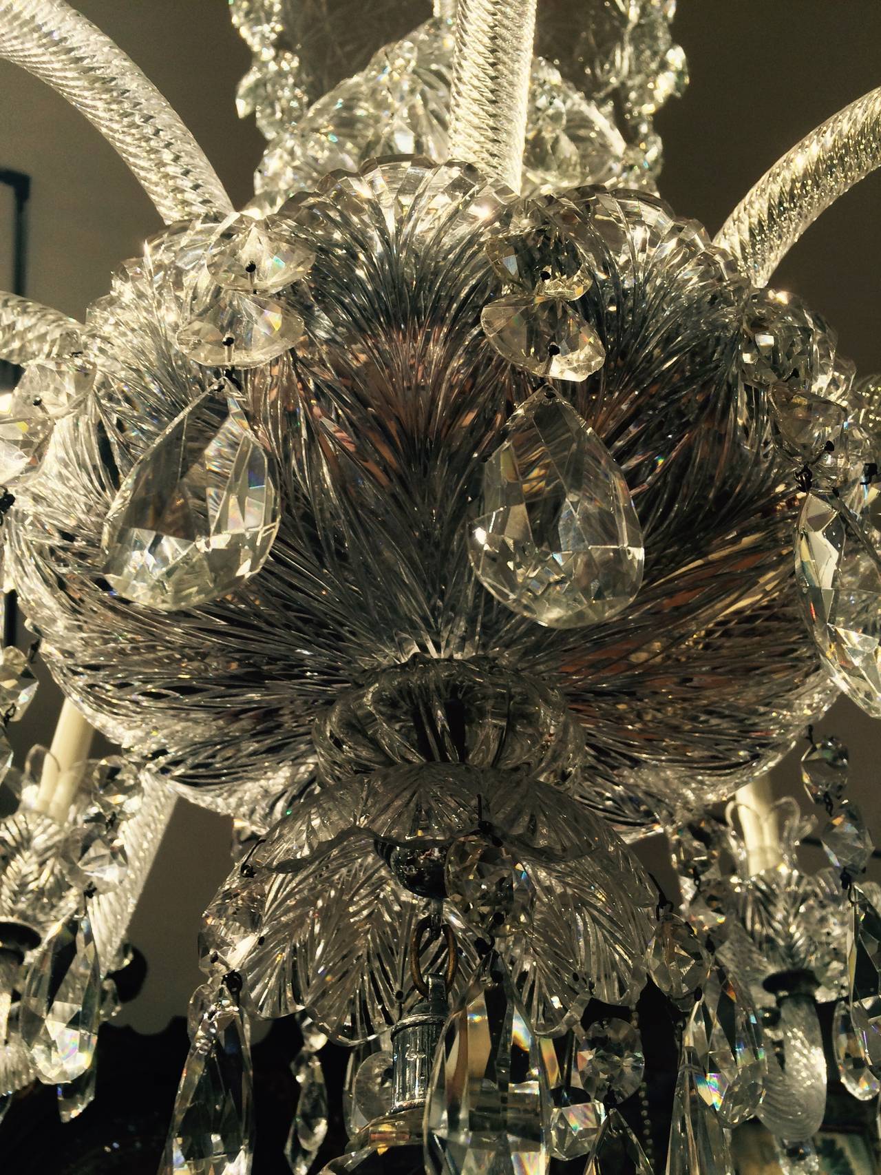 Carved 19th Century English Crystal Chandelier