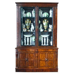 Antique William IV Figured Mahogany Bookcase or China Cabinet