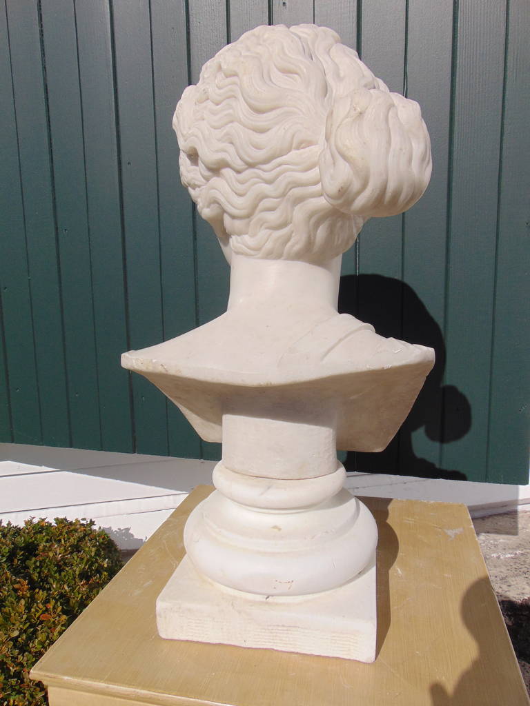 Pair of Mid-19th Century Neoclassical Carrera Marble Busts of Goddesses In Excellent Condition In Essex, MA