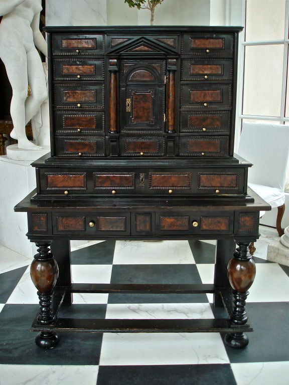 Joinery 17th Century Flemish Ebony and Burl Vargueno Cabinet