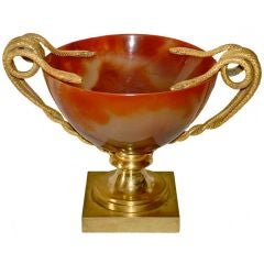 Antique Russian 18th Century Agate Bowl with Ormolu Mounts in Serpent