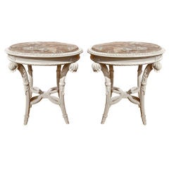PAIR of Neoclassical Painted Marble Top Gueridons or End Tables 3