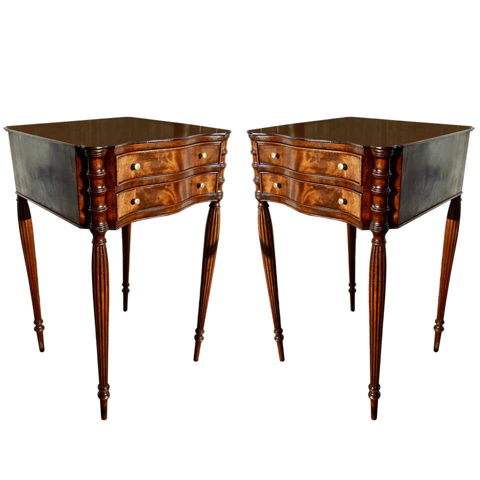 Pair Of Mahogany Federal Style End or Bed Side Tables