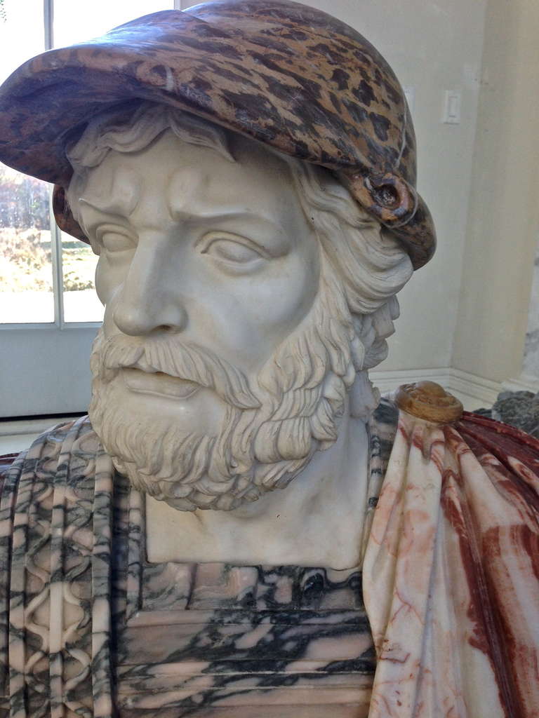 20th Century Large Marble Bust of Marcus Aurelius