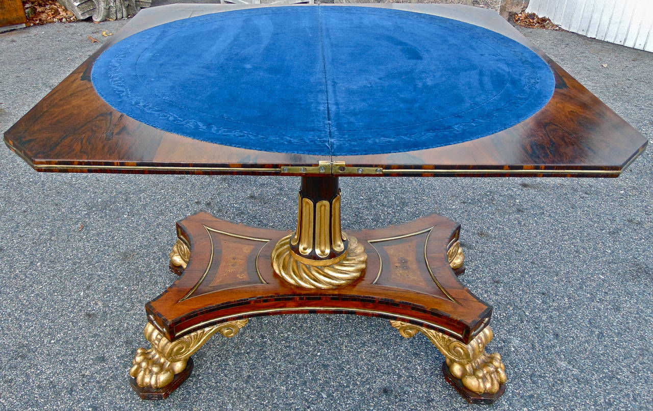 Period Regency Anglo Colonial Calamander Wood Games Table In Excellent Condition In Essex, MA