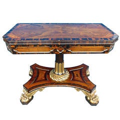 Table de jeux d'époque Regency Anglo Colonial en bois de calamandre