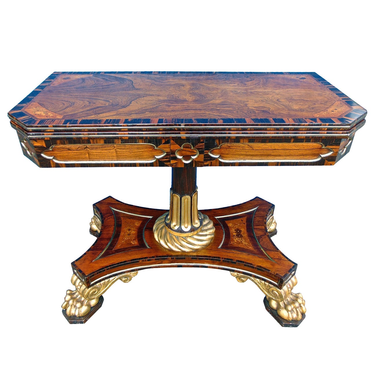 Period Regency Anglo Colonial Calamander Wood Games Table