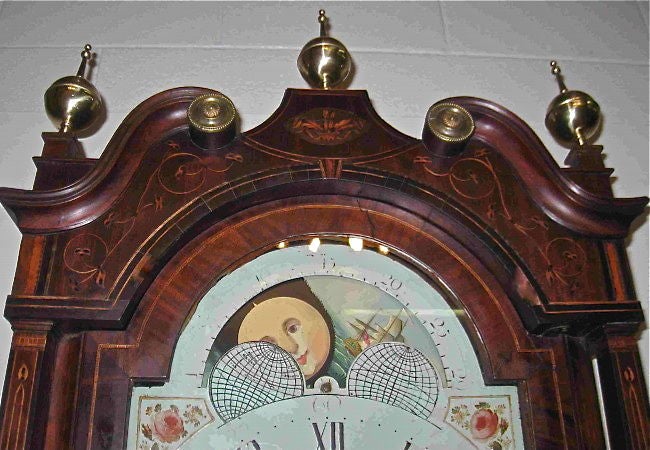 English Period Georgian Mahogany Tallcase or Grandfather Clock