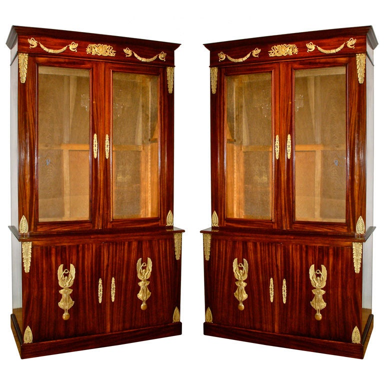 PAIR of Napoleon III Mahogany Empire Bookcases