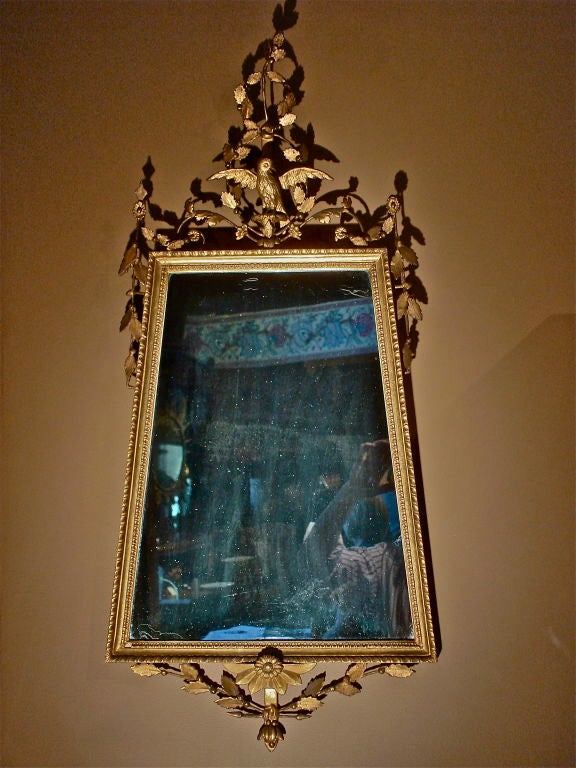 Pair Of Rare George Iii Trapezoidal Mirrors With Owl Motif